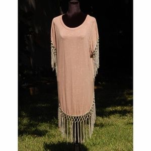 POL Fringe Shirt Dress